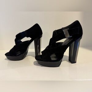 NWOT Calvin Klein Black Suede Strappy Sandals